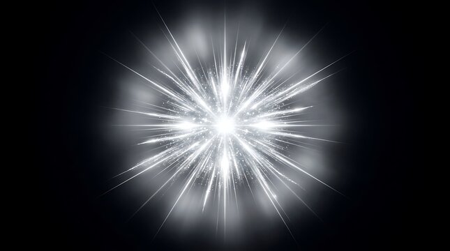 Bright white light explosion on black.