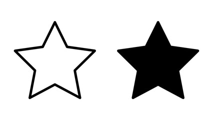 Outline and Solid Star Symbols: Two star shapes, one an outline and the other solid black, representing concepts of creation, ideas, and contrast. © mahmuda428