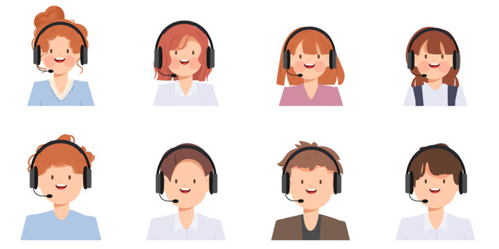 call center people team work. customer service character. illustration vector of avatar woman.