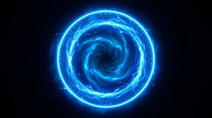 Naklejka premium Glowing Blue Neon Light Spiral Circle.
