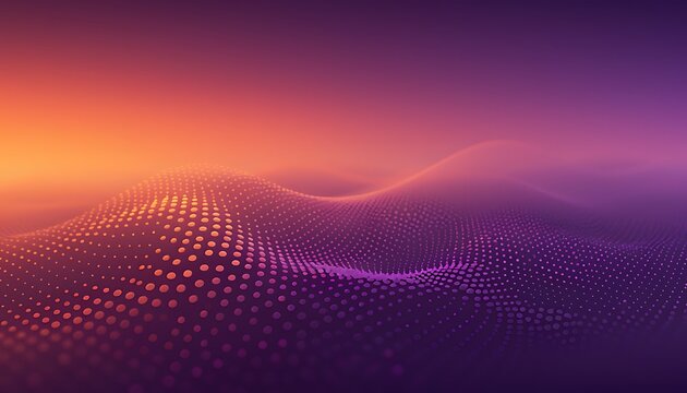 Abstract waves of glowing particles flowing over a gradient background