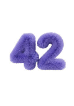 Blue number forty two icon with soft fluffy texture