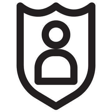 Shield icon with person silhouette black vector