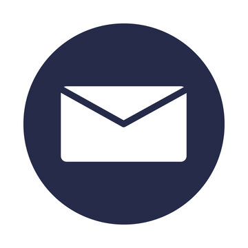 White envelope icon on dark blue circle