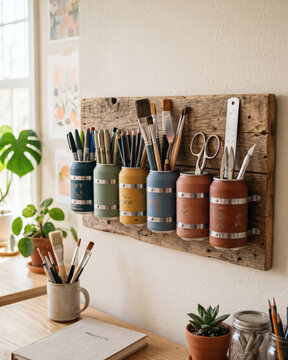 Creative Wall Organizer Using Aluminum Cans.