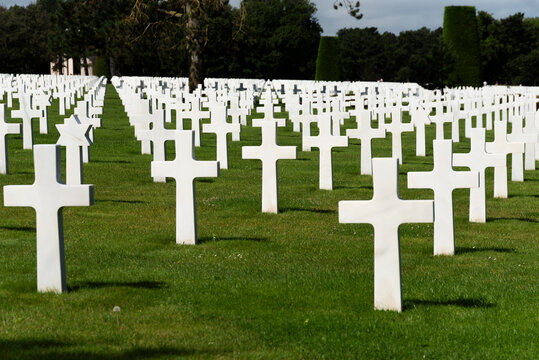 Christian crosses at a military cemetery in France.