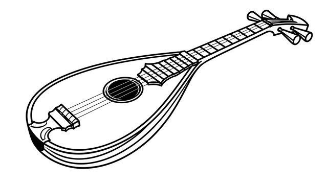 Illustration of a lute on white background.