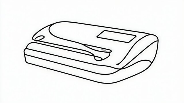 Handheld scanner device on white background.