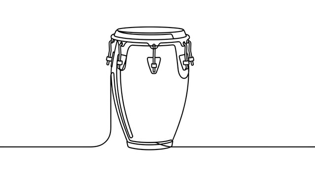 Line art conga drum on white background.