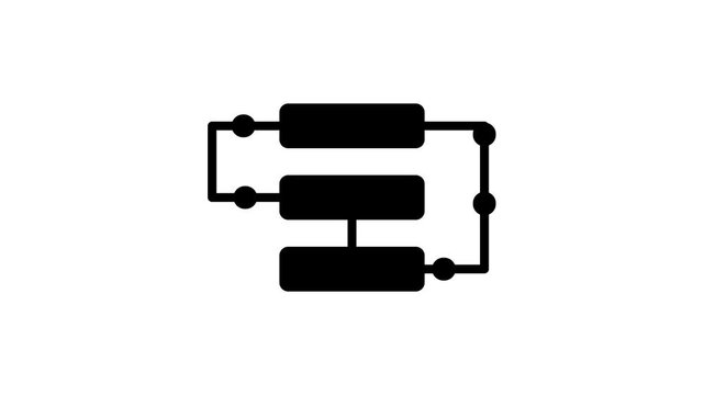Network diagram connected with arrows animation isolated on white background