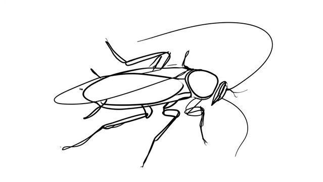 Minimalist fly line drawing on white background.
