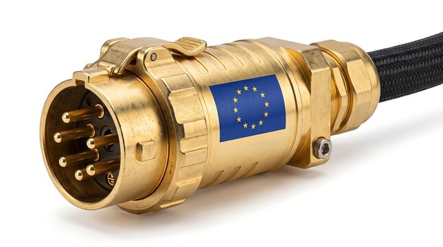 Industrial Brass Electrical Plug With European Union Flag Emblem