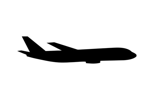 Black Silhouette Passenger Airplane Side View high resolution picture