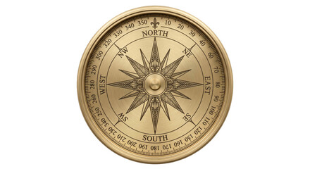 Antique brass compass with intricate star design and cardinal directions © Sapphire