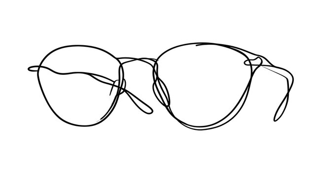 Minimalist eyeglasses line art on white background.