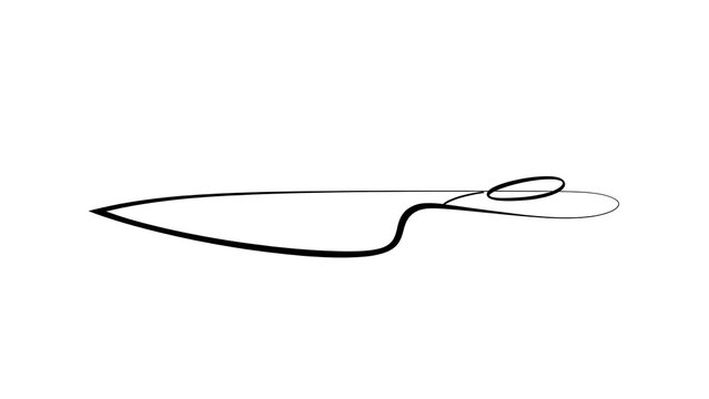 Minimalist knife illustration on white background.