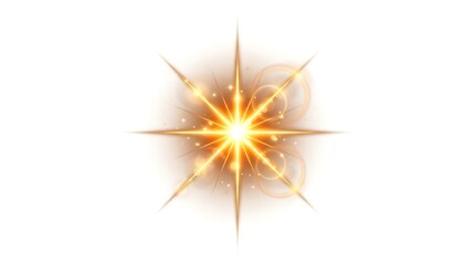 Fototapeta premium Golden starburst light effect isolated.