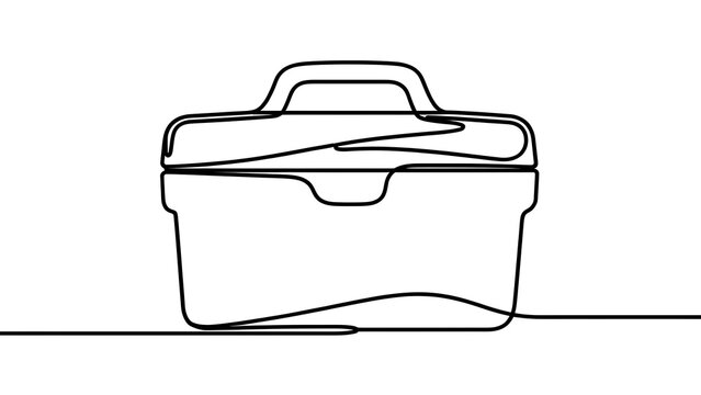 Minimalist toolbox illustration on white background.