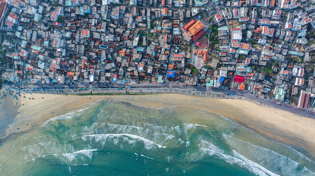 Panoramic view of Nhon Hai fishing village, Quy Nhon city, Gia Lai, Vietnam