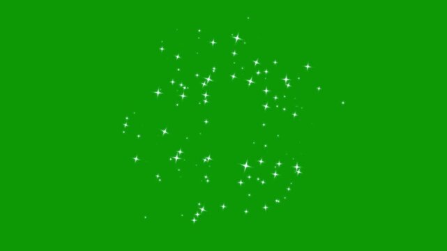 Shimmering Starlight Trail Motion Video, White Twinkling Star Glitter Line Animation, Magic Glow Pixie Dust Particles, Fairy Doodle Stars, Seamless Loop Overlay, green Screen background 4K