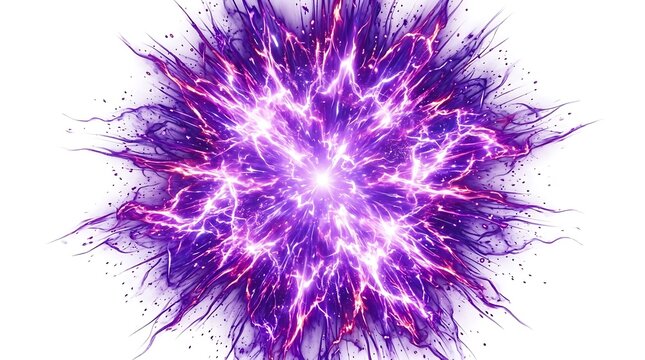 Vibrant purple electric energy explosion burst.