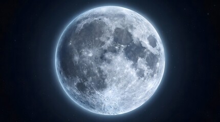Fototapeta premium Full Moon in Dark Night Sky.