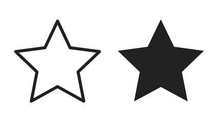 Outline and Filled Star Comparison: Two star shapes, one an outline and the other solid black, presented side-by-side, symbolize contrast, selection, or representation. © mahmuda428