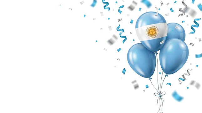 Balloons Bunch Confetti Banner Background Isolated White Background Independence Day Celebration Football National Holiday Poster 3D