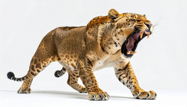 Magnificent Liger Roaring - A Powerful Hybrid Animal in Striking Detail.