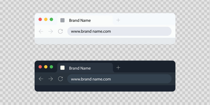 Web browser window address bar mockup in light and dark mode isolated on transparent background vector