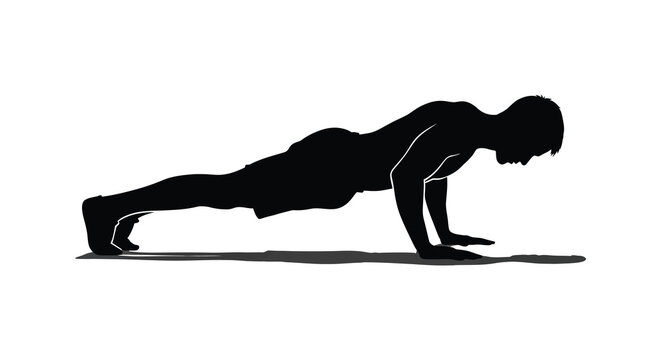Man performing push up exercise black silhouette male