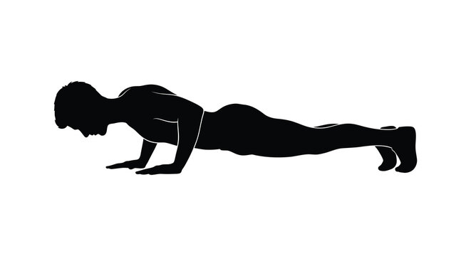 Man performing push up exercise in black silhouette