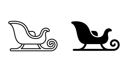 Christmas Sleigh Silhouette: A classic outline and solid silhouette of a traditional sleigh, perfect for holiday designs and winter themes. © Murshida