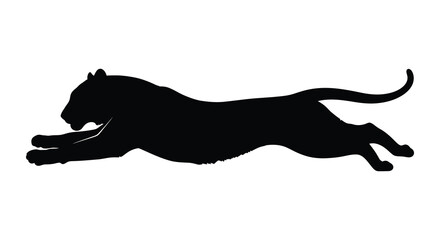 Leaping panther silhouette against a white background silhouette © Creativeakash393