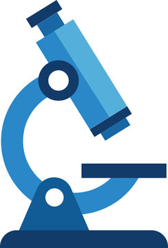 Blue microscope icon for science laboratory research and scientific analysis