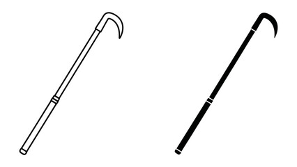 Obraz premium Crook and Flail Symbol: Stylized illustration of a crook and flail, symbols of authority and leadership, presented in both outline and silhouette form.