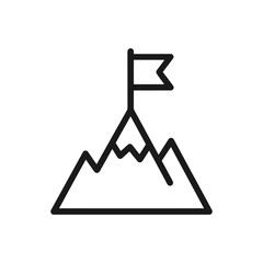 Mountain peak with flag icon representing business success and achievement © InfiniteDesign