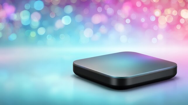 A sleek wireless trackpad showcased with an elegant, blurred pastel background a soft, modern atmosphere, futuristic gadget on abstract background