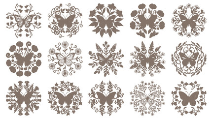 Obraz premium Butterfly Mandala Collection: Floral Ornate Circular Designs