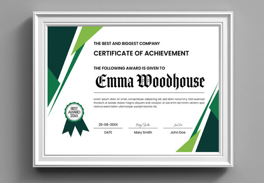 Professional Certificate of Achievement Template