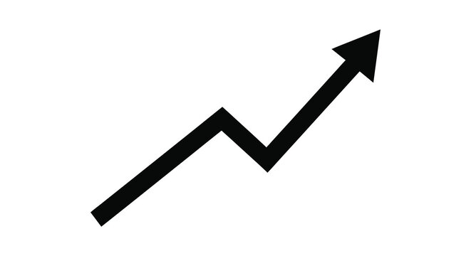 Rising arrow graph silhouette on a white background