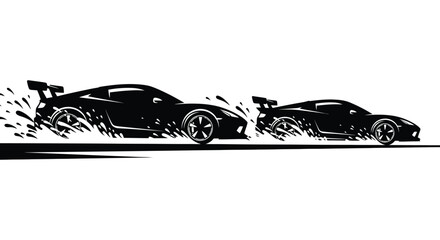Sports cars drifting dynamic action vector silhouette © AfiaIslam