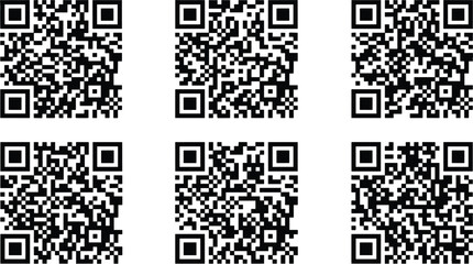 Fototapeta premium Vector black and white QR code icon set for digital payment scanning smartphone scanner and business verification technology