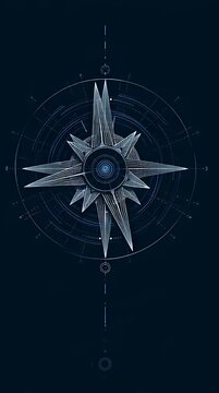 Grey compass navigation tool graphic.