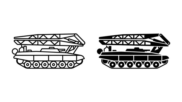 Rocket Launcher on Tank Tracks: A stylized illustration depicting a modern rocket launcher mounted on a tracked vehicle.