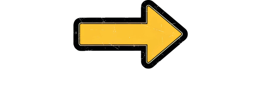 Yellow arrow sign with a vintage grunge texture