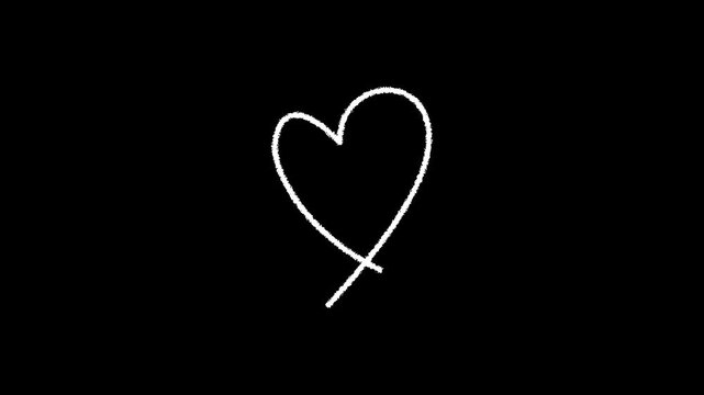 Glowing love drawn pink heart doodle.4k motion graphics video animation
