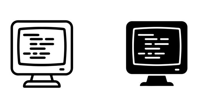 Retro Computer Icons, Vintage Monitor Graphics, Old PC Display Symbols, Technology Set