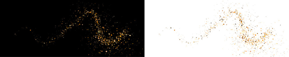 PNG image of magic golden glitter swirl with bright particles. Elegant abstract dust trail creates a premium shining effect on transparent background. © kleinstock