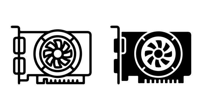 Graphics Card Vector Icons, GPU Computer Hardware Component, Digital Technology Symbol